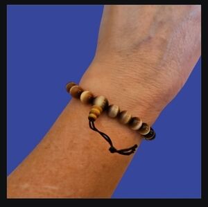 Bronze Honey Cat's Eye Beaded Unisex Prayer Stretch Bracelet